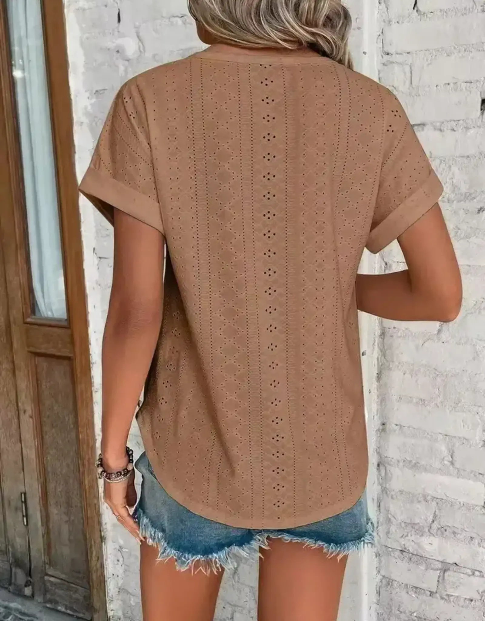 Lovesoft Womens Casual Coffee Short Sleeve Summer Blouse