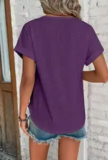 Lovesoft Womens Casual Purple Short Sleeve Summer Blouse