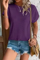Lovesoft Womens Casual Purple Short Sleeve Summer Blouse