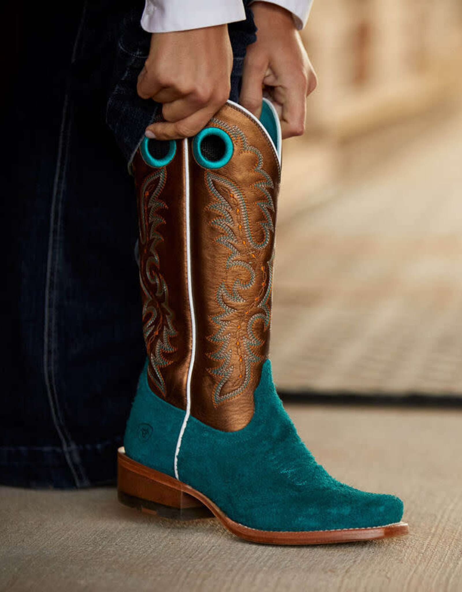 Ariat Womens  Ariat Futurity Boon Turquoise Roughout Western Cowboy Boot