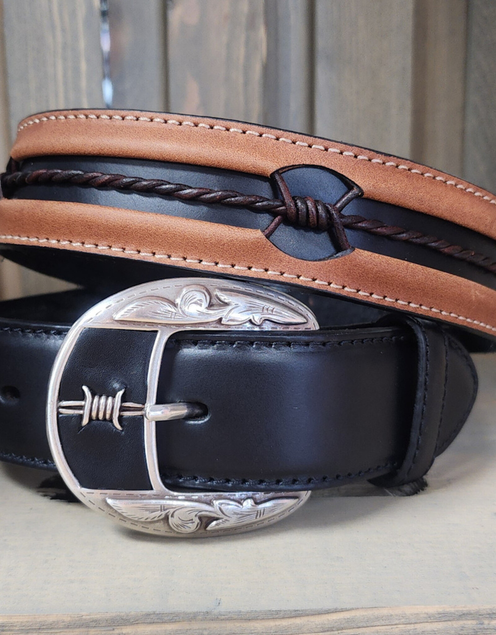 Justin Belt Justin Black Brown Fenced In Western Belt
