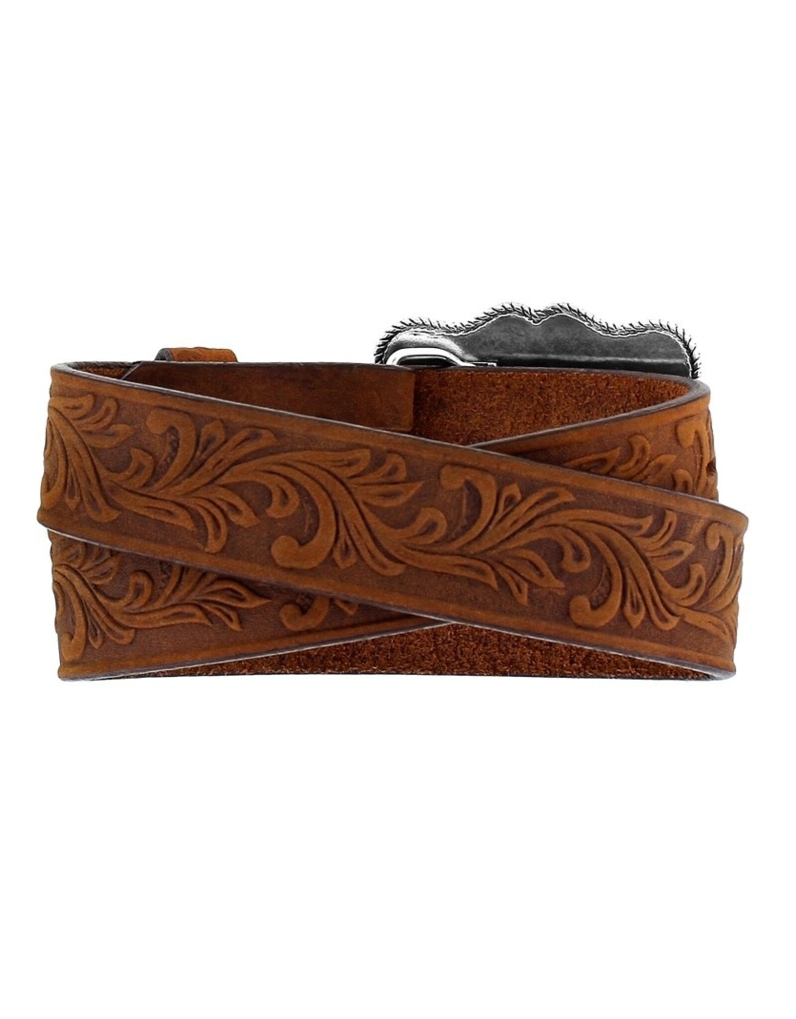 Justin Belt Youth Justin Embossed Brown American Pride Buckle Western Belt