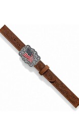 Justin Belt Youth Justin Embossed Brown American Pride Buckle Western Belt