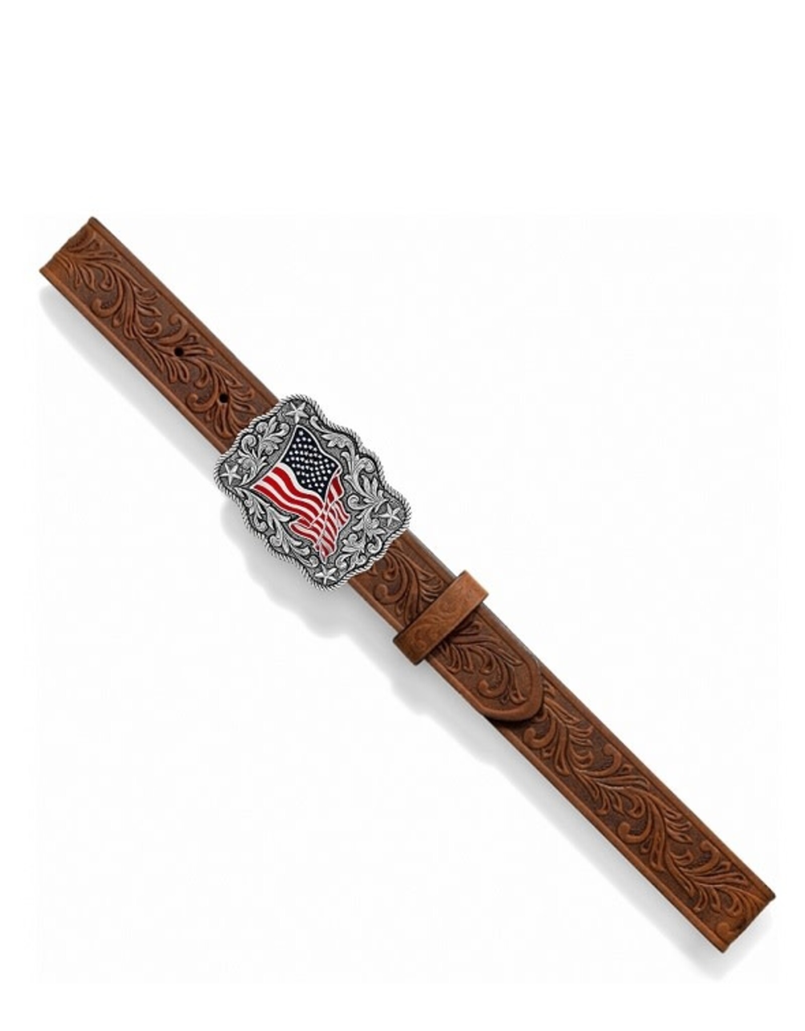 Justin Belt Youth Justin Embossed Brown American Pride Buckle Western Belt