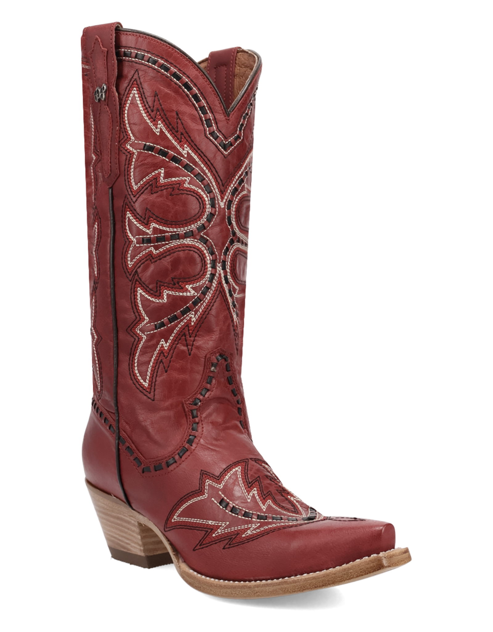 Womens Dan Post Red Buck Stitched Mesa Snip Toe Western Cowboy Boot