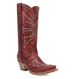 Womens Dan Post Red Buck Stitched Mesa Snip Toe Western Cowboy Boot