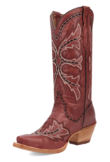 Womens Dan Post Red Buck Stitched Mesa Snip Toe Western Cowboy Boot