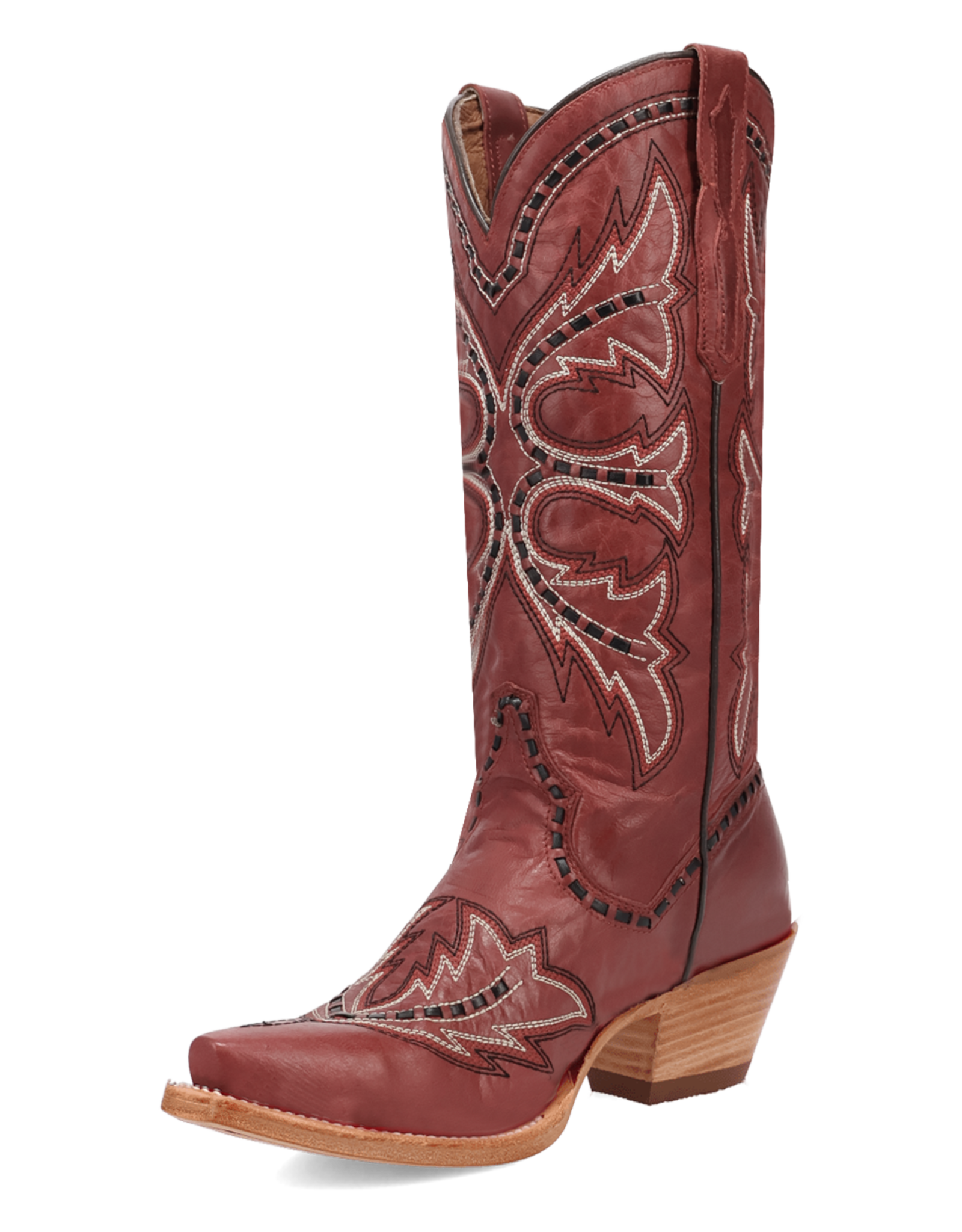 Womens Dan Post Red Buck Stitched Mesa Snip Toe Western Cowboy Boot