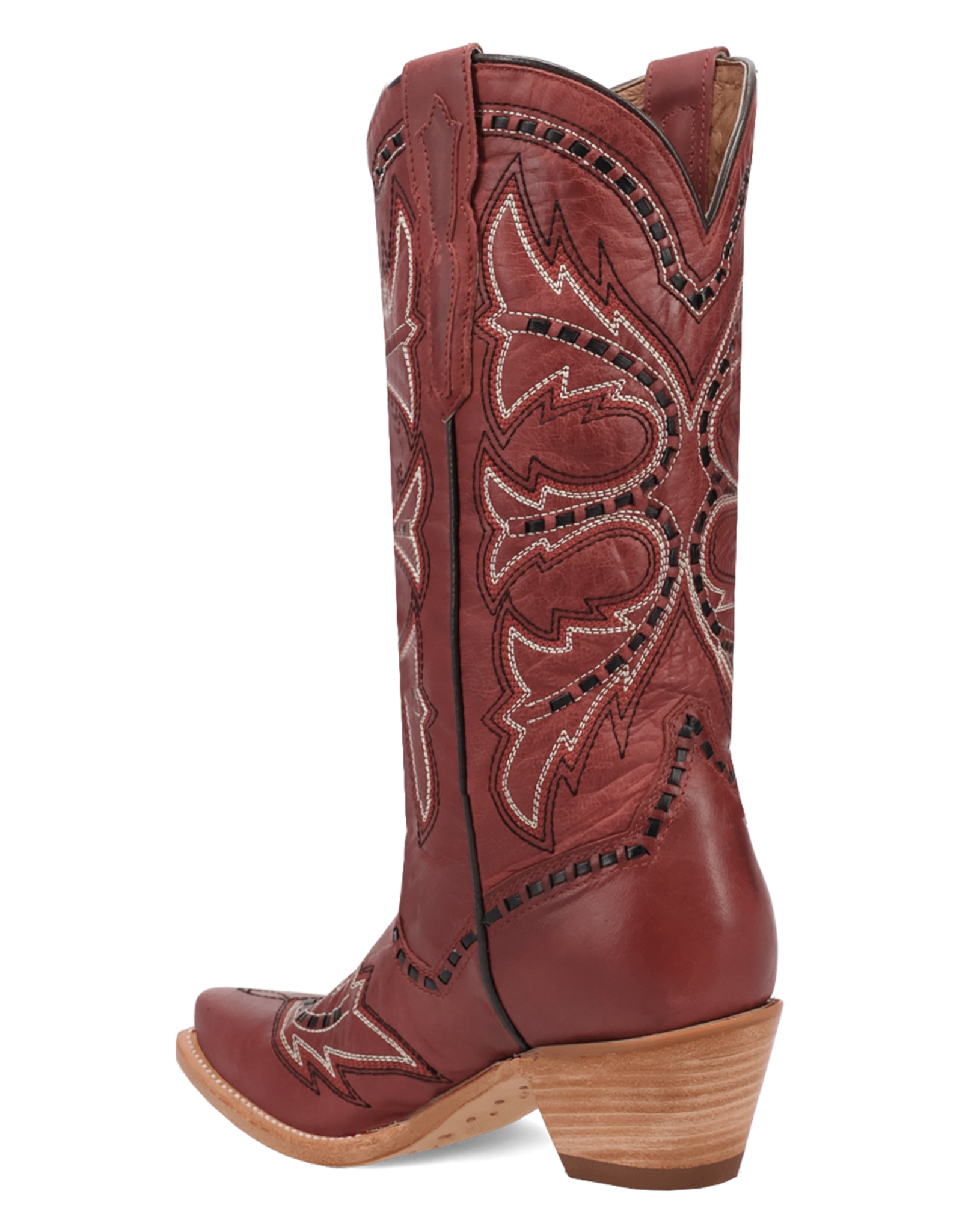 Womens Dan Post Red Buck Stitched Mesa Snip Toe Western Cowboy Boot