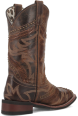 Womens Laredo Distressed Laces and Studded Square Toe Western Cowboy Boot