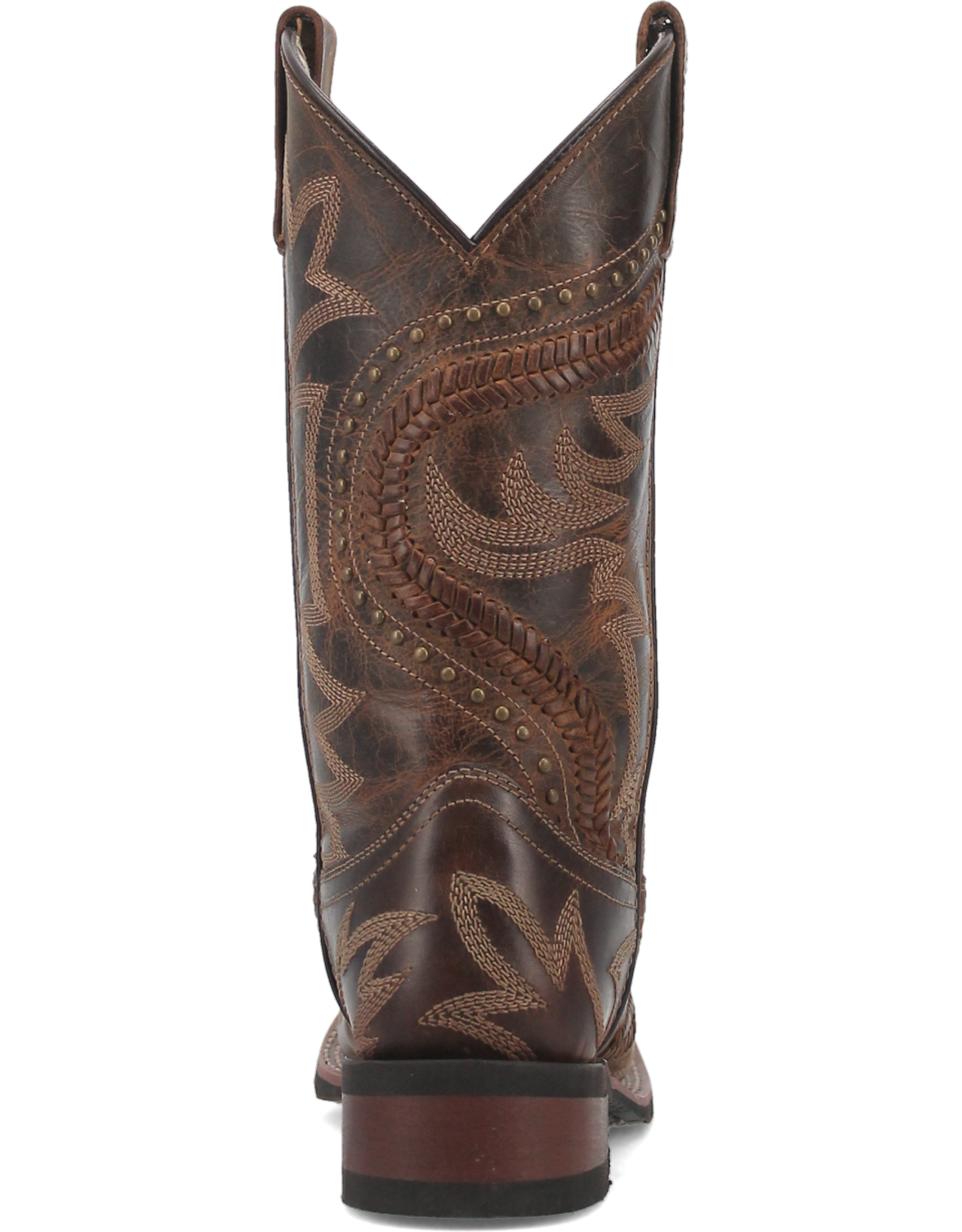 Womens Laredo Distressed Laces and Studded Square Toe Western Cowboy Boot
