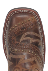 Womens Laredo Distressed Laces and Studded Square Toe Western Cowboy Boot