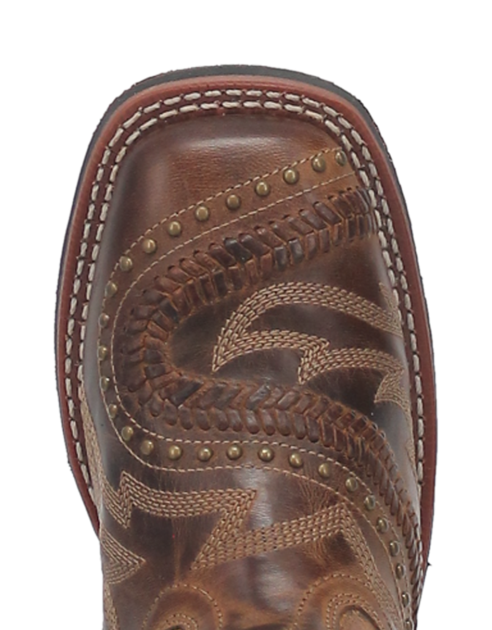 Womens Laredo Distressed Laces and Studded Square Toe Western Cowboy Boot