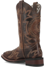 Womens Laredo Distressed Laces and Studded Square Toe Western Cowboy Boot