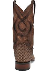 Mens Dan Post Tan Distressed Cross Laced Wide Square Toe Cowboy Boot