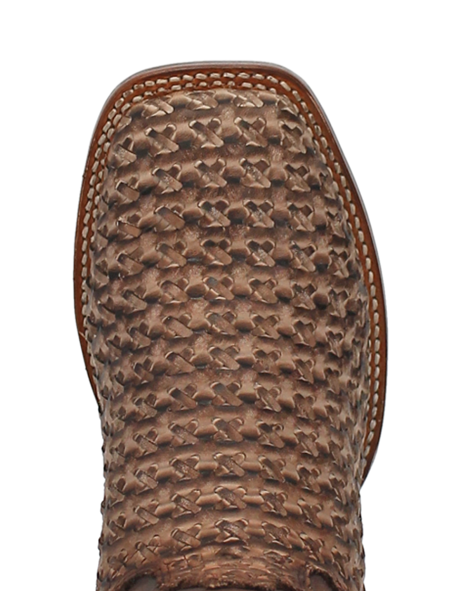 Mens Dan Post Tan Distressed Cross Laced Wide Square Toe Cowboy Boot