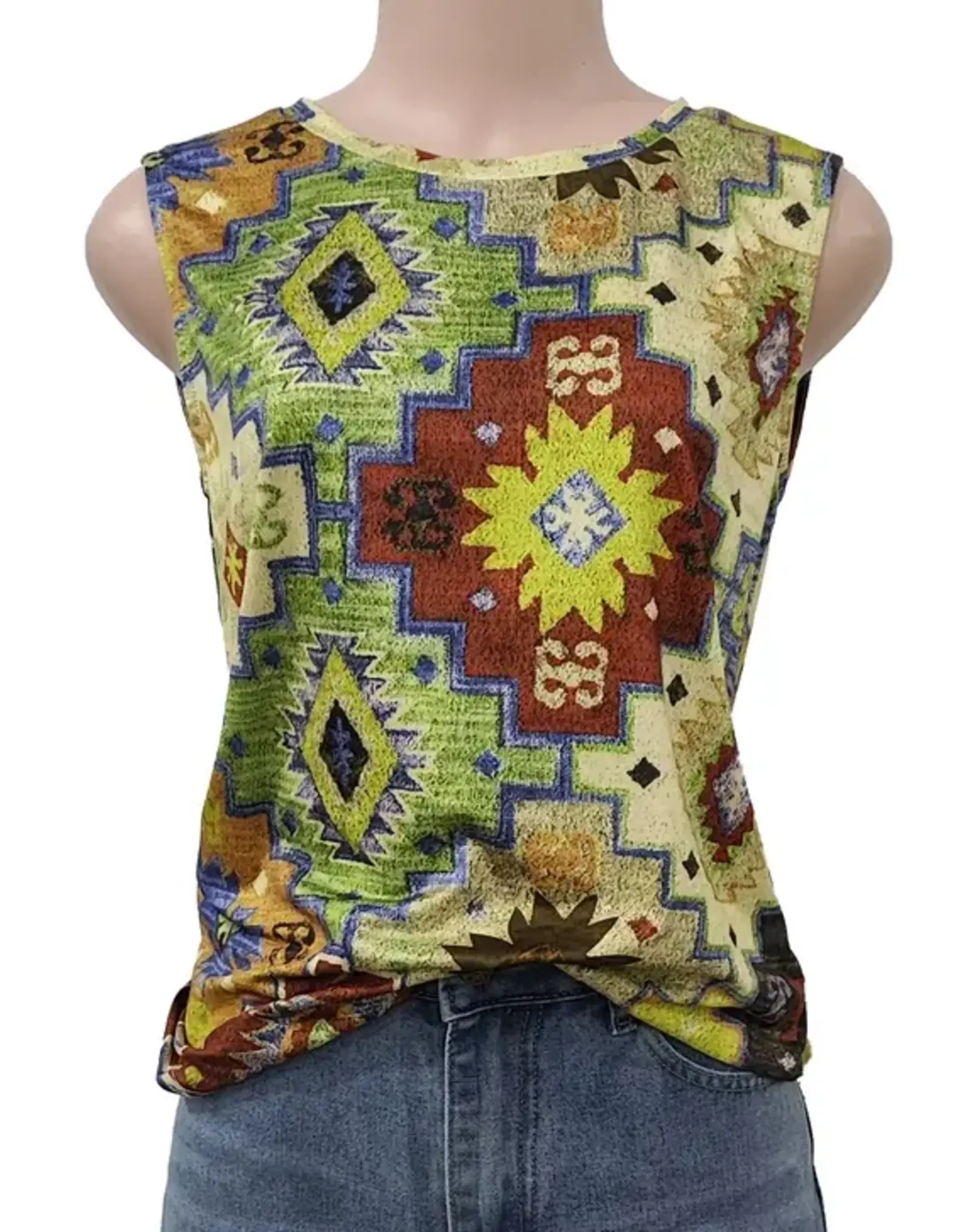 Rosa Clothing Womens Western Geo Pattern Tank Top
