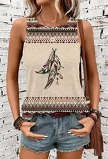 Rosa Clothing Womens Western Aztec Feather Pattern Tank Top
