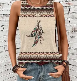 Rosa Clothing Womens Western Aztec Feather Pattern Tank Top
