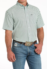 Cinch Mens Cinch Light Blue Print Short Sleeve Arena Flex Western Button Shirt