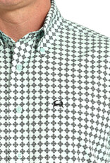 Cinch Mens Cinch Light Blue Print Short Sleeve Arena Flex Western Button Shirt