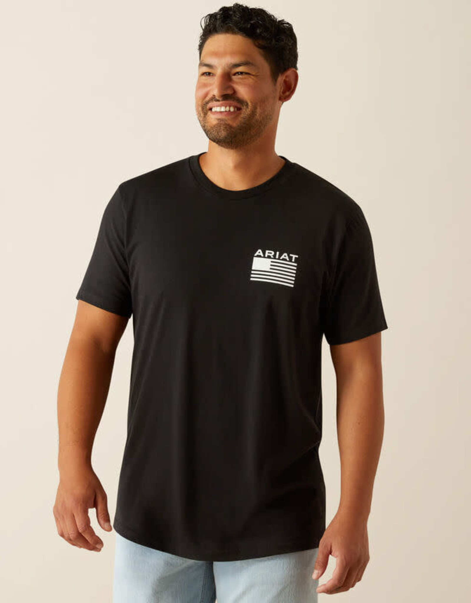 Ariat Ariat Mens Black Freedom Stripe Short Sleeve T Shirt