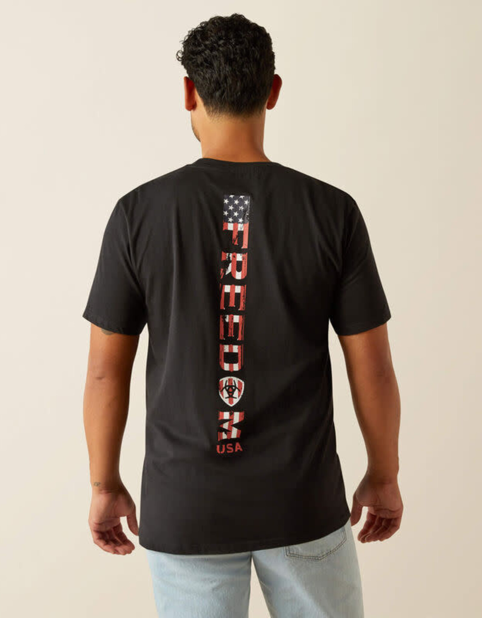 Ariat Ariat Mens Black Freedom Stripe Short Sleeve T Shirt