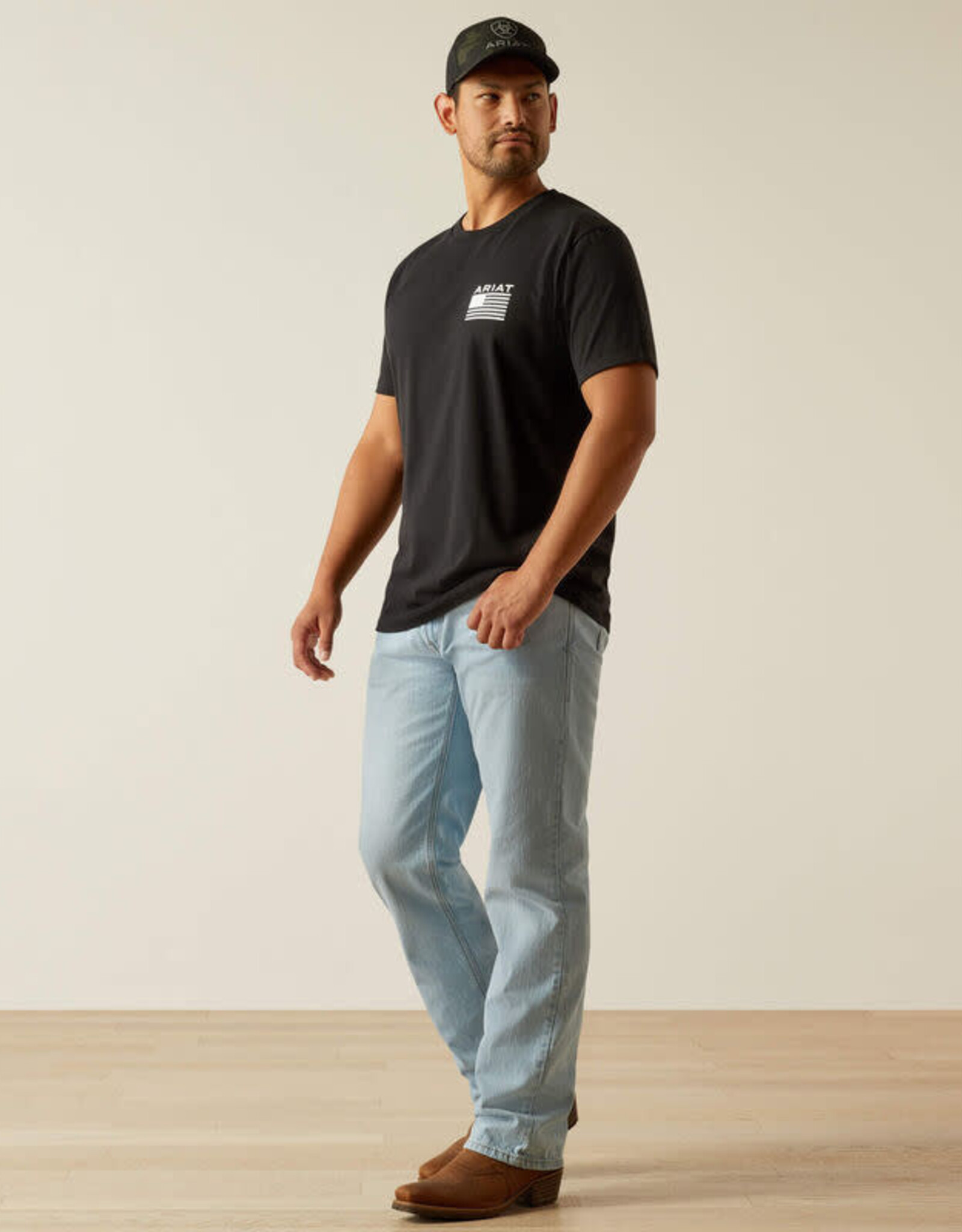 Ariat Ariat Mens Black Freedom Stripe Short Sleeve T Shirt