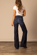 Womens Kimes Dark Olivia High Rise Stovepipe Wide Leg Jean