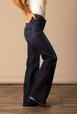 Womens Kimes Dark Olivia High Rise Stovepipe Wide Leg Jean