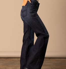 Womens Kimes Dark Olivia High Rise Stovepipe Wide Leg Jean