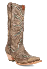 Womens Dan Post Honey Mesa Turquoise Buck Stitched Snip Toe Western Cowboy Boot