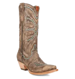 Womens Dan Post Honey Mesa Turquoise Buck Stitched Snip Toe Western Cowboy Boot