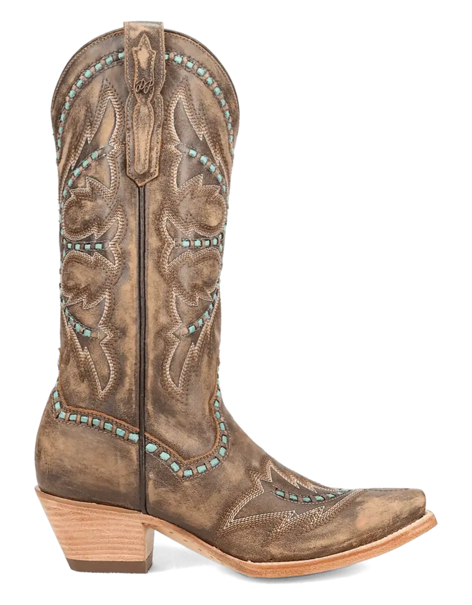 Womens Dan Post Honey Mesa Turquoise Buck Stitched Snip Toe Western Cowboy Boot