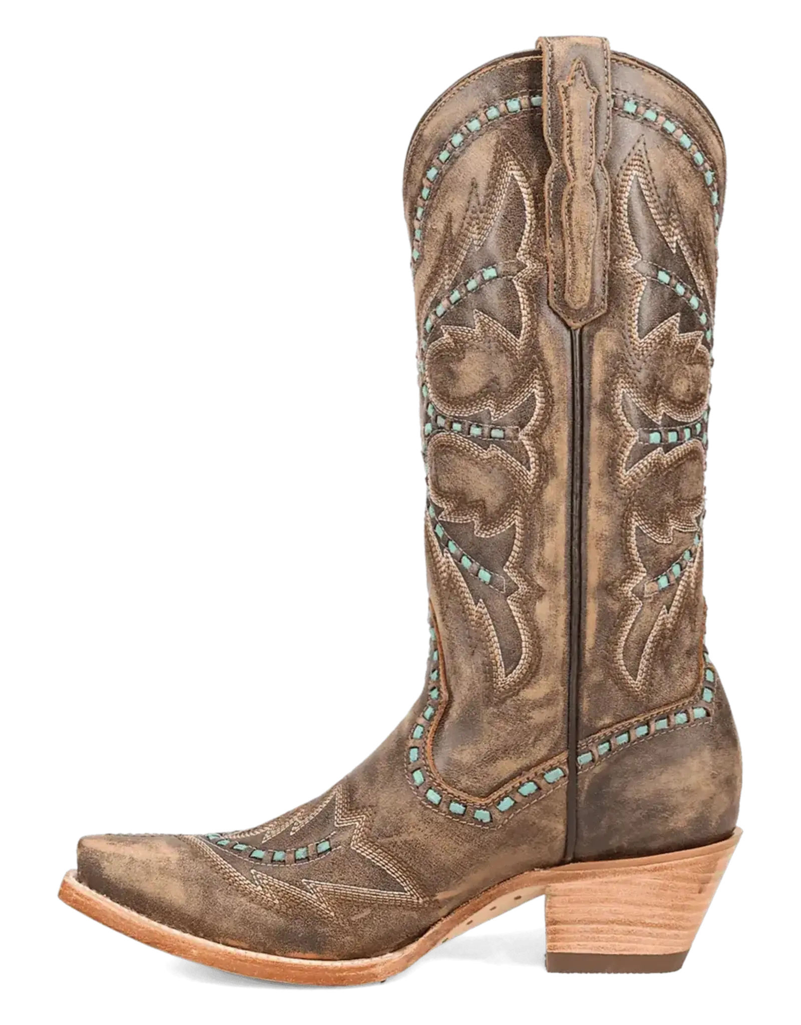Womens Dan Post Honey Mesa Turquoise Buck Stitched Snip Toe Western Cowboy Boot