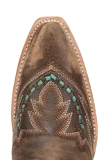 Womens Dan Post Honey Mesa Turquoise Buck Stitched Snip Toe Western Cowboy Boot