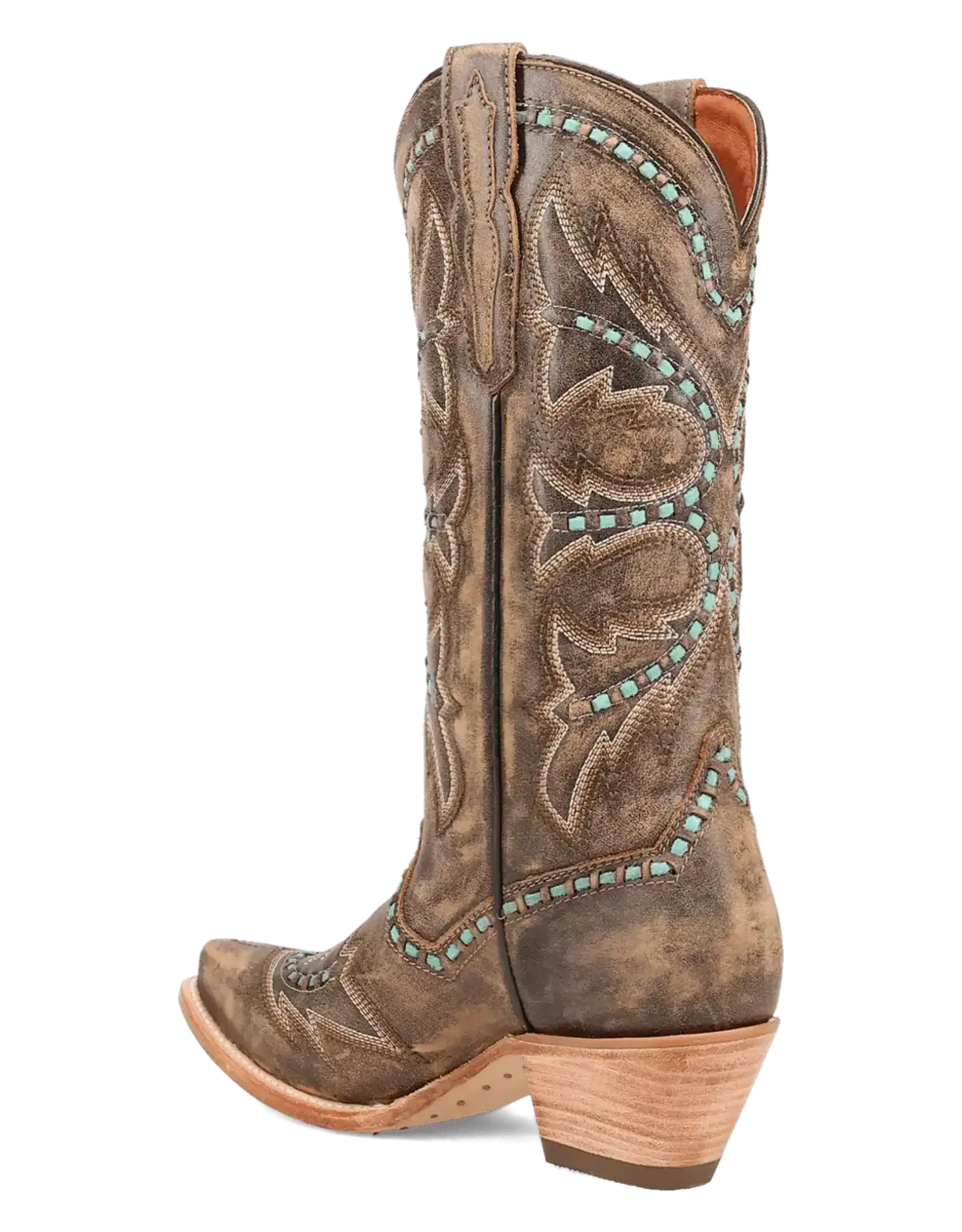 Womens Dan Post Honey Mesa Turquoise Buck Stitched Snip Toe Western Cowboy Boot