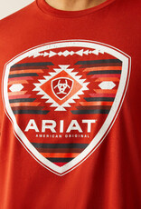Ariat Ariat Mens Red Aztec Filled Shield Short Sleeve T Shirt