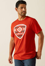 Ariat Ariat Mens Red Aztec Filled Shield Short Sleeve T Shirt