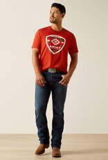 Ariat Ariat Mens Red Aztec Filled Shield Short Sleeve T Shirt
