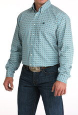 Cinch Mens Cinch Blue Print Long Sleeve Western Button Arena Shirt