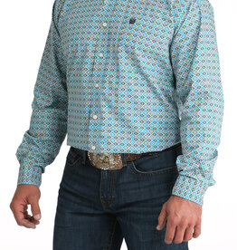 Cinch Mens Cinch Blue Print Long Sleeve Western Button Arena Shirt