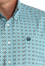 Cinch Mens Cinch Blue Print Long Sleeve Western Button Arena Shirt