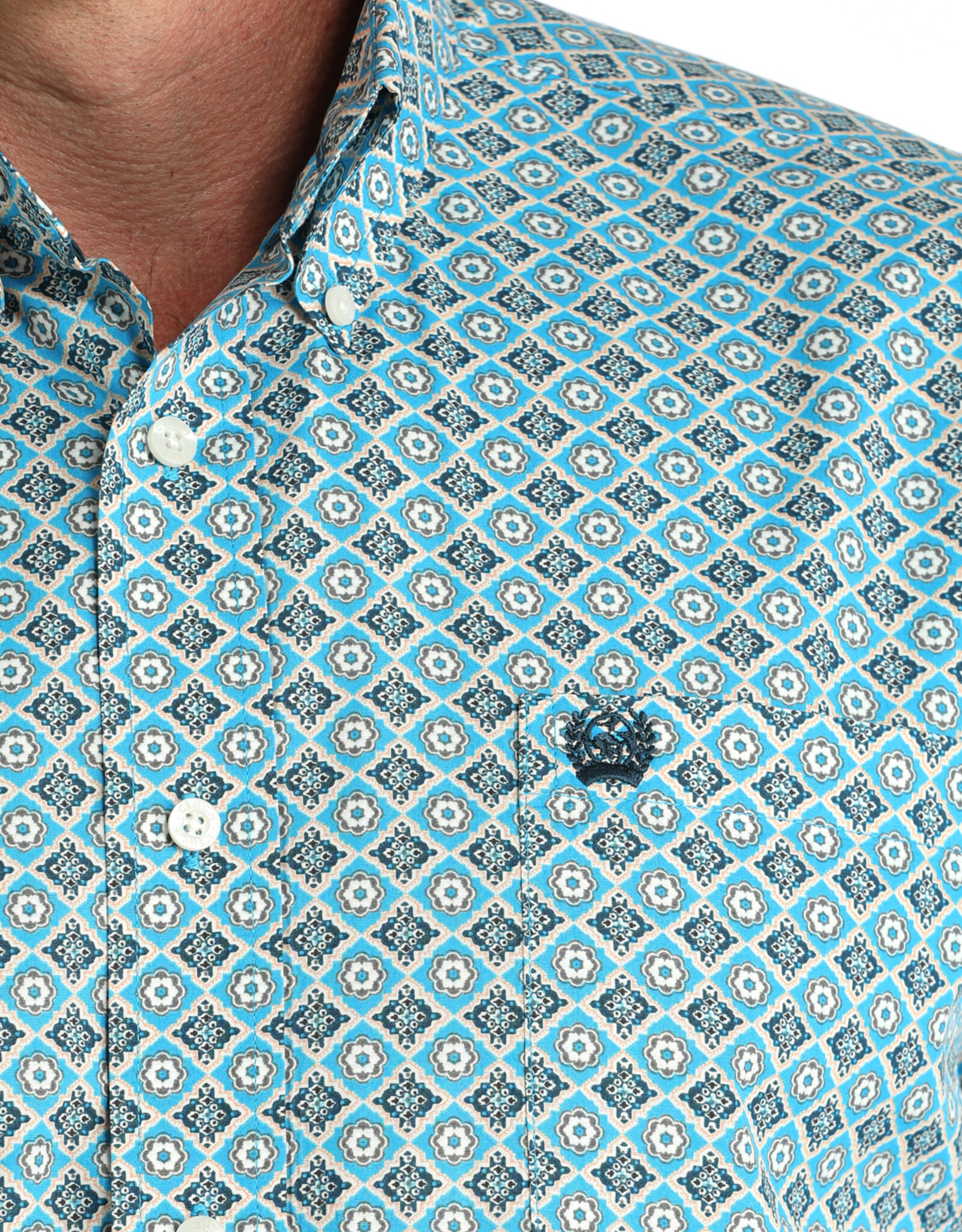 Cinch Mens Cinch Blue Print Long Sleeve Western Button Arena Shirt