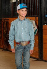 Cinch Boys Cinch Blue Geo Print Long Sleeve Button Western Shirt