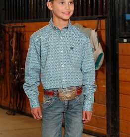 Cinch Boys Cinch Blue Geo Print Long Sleeve Button Western Shirt