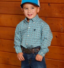 Cinch Boys Infant Cinch Long Sleeve Blue Geo Print Western Button Shirt