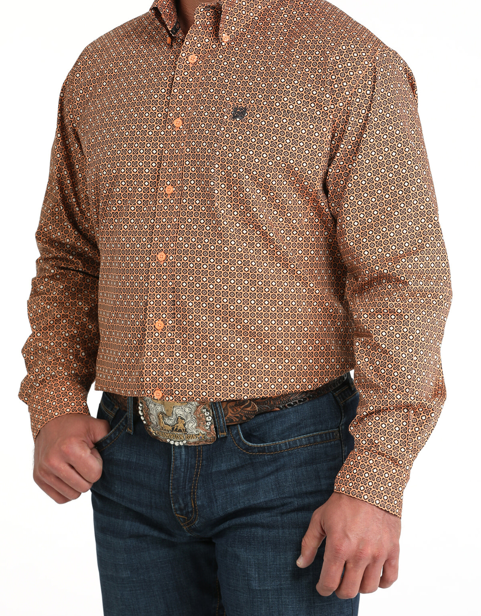 Cinch Mens Cinch Coral Print Long Sleeve Western Button Arena Shirt