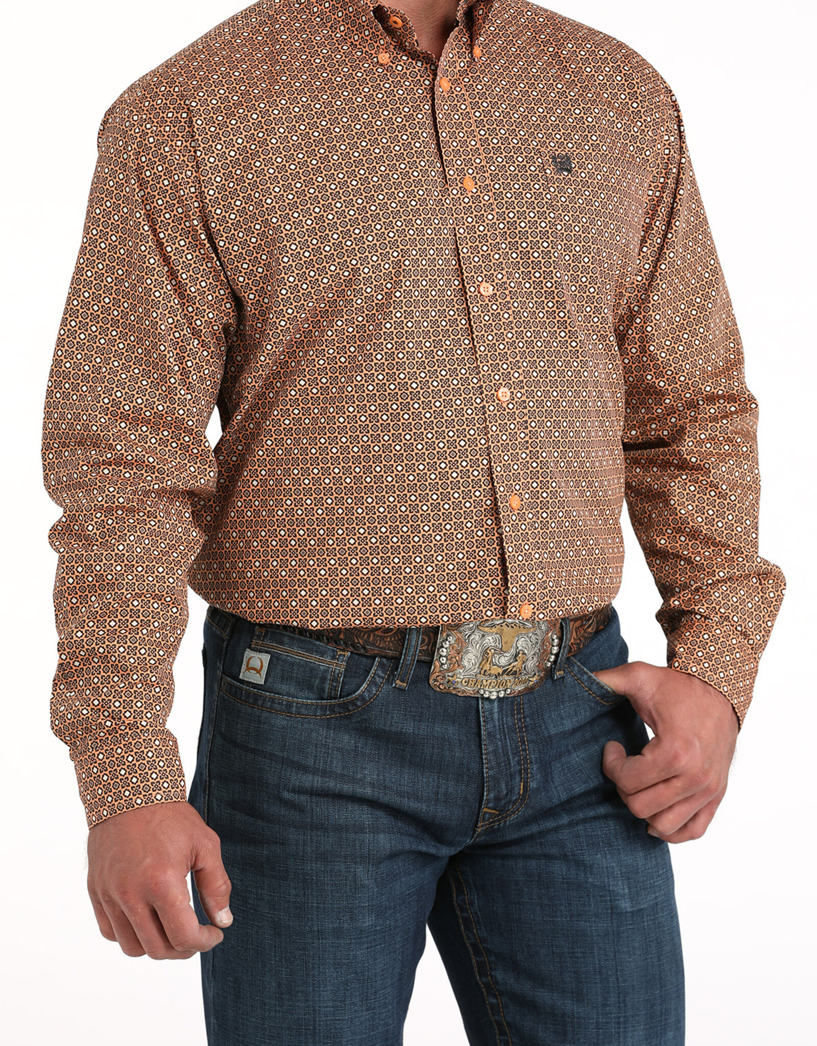 Cinch Mens Cinch Coral Print Long Sleeve Western Button Arena Shirt