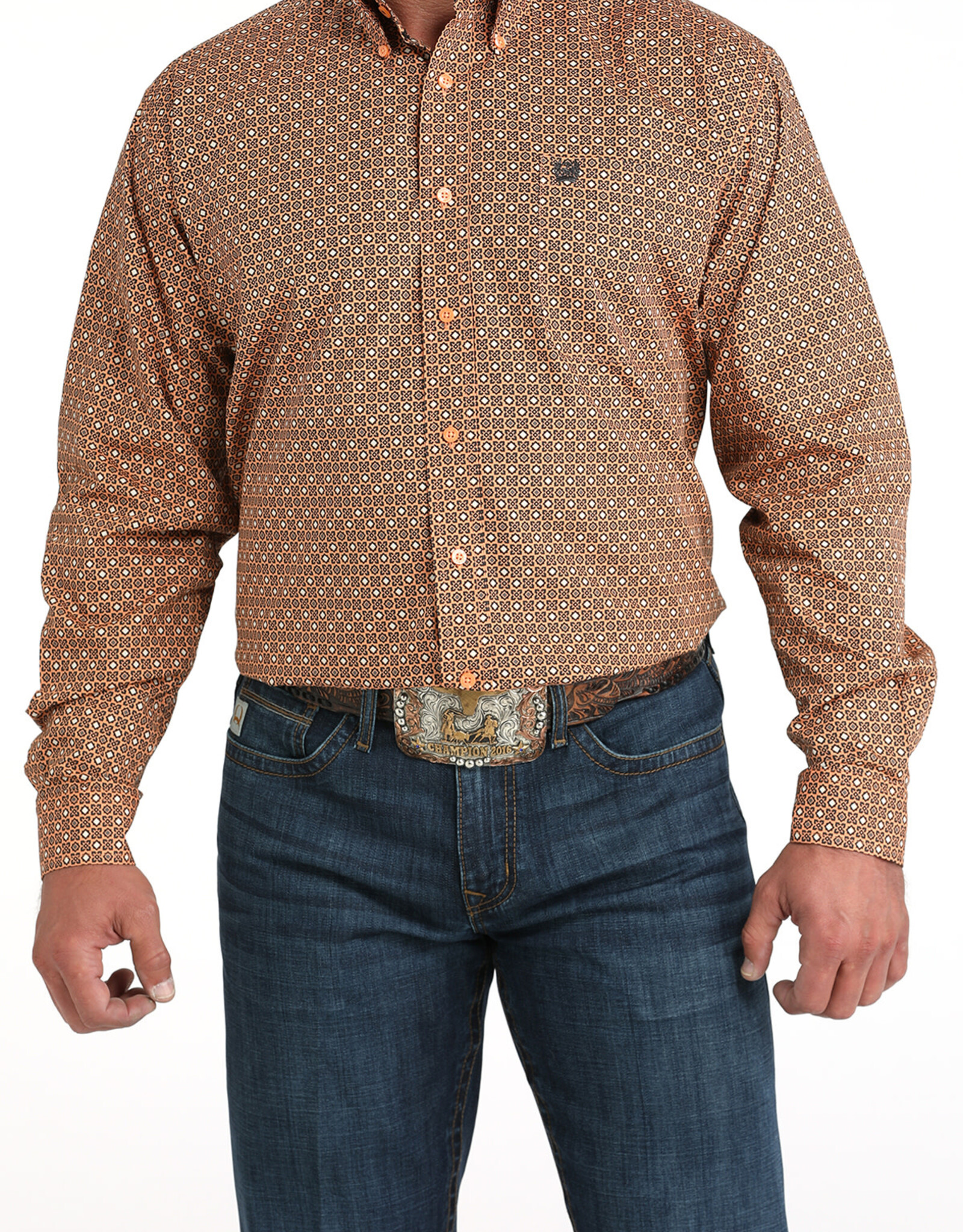 Cinch Mens Cinch Coral Print Long Sleeve Western Button Arena Shirt